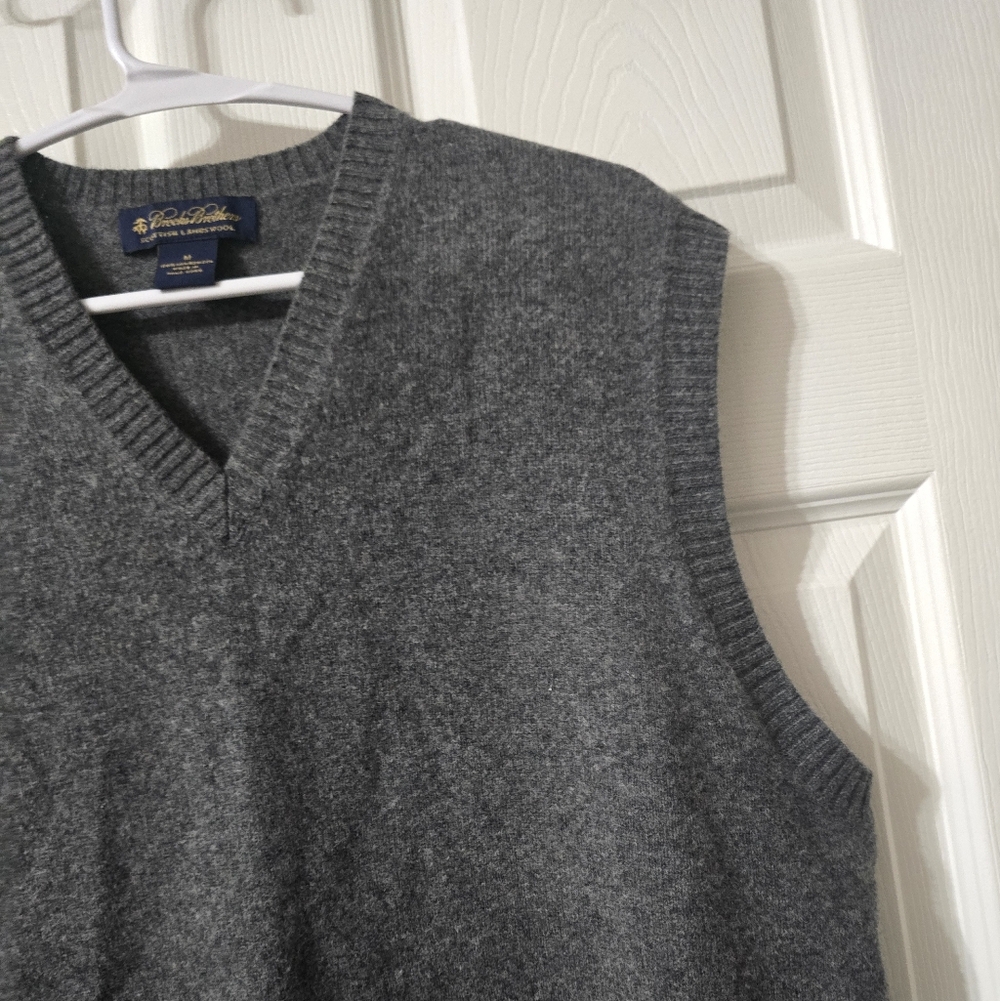 Vintage Lambswool Sweater Vest by Brooks Brothers, Dark Gray, V-Neck, EUC! - Picture 5 of 12